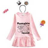 Halloween Toddler Girl 2PCS Cosplay Pumpkin Squad Long Sleeve Tutu Dresses with Headband Dress Up