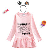 Halloween Toddler Girl 2PCS Cosplay Pumpkin Squad Long Sleeve Tutu Dresses with Headband Dress Up
