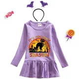 Halloween Toddler Girl 2PCS Cosplay It's Spooky Season Cat Long Sleeve Tutu Dresses with Headband Dress Up