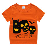 Halloween Toddler Girl 3PCS Cosplay Boo Squad Skulls T-shirt Tutu Dresses Sets with Headband Dress Up