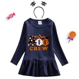 Halloween Toddler Girl 2PCS Cosplay The Boo Crew Bats Long Sleeve Tutu Dresses with Headband Dress Up