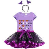 Halloween Toddler Girl 3PCS Cosplay Arithmetics T-shirt Tutu Dresses Sets with Headband Dress Up