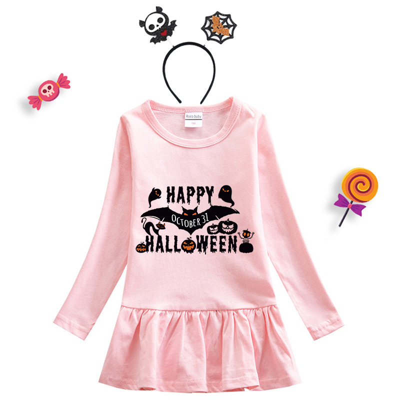 Halloween Toddler Girl 2PCS Cosplay Bat Long Sleeve Tutu Dresses with Headband Dress Up