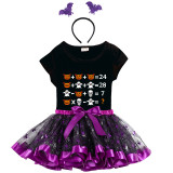 Halloween Toddler Girl 3PCS Cosplay Arithmetics T-shirt Tutu Dresses Sets with Headband Dress Up