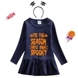 Halloween Toddler Girl 2PCS Cosplay This The Season To Be Spooky Long Sleeve Tutu Dresses with Headband Dress Up