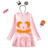 Halloween Toddler Girl 2PCS Cosplay Sawtooth Ghostface Long Sleeve Tutu Dresses with Headband Dress Up