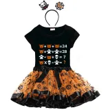 Halloween Toddler Girl 3PCS Cosplay Arithmetics T-shirt Tutu Dresses Sets with Headband Dress Up