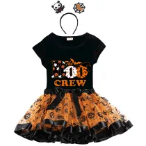 Halloween Toddler Girl 3PCS Cosplay The Boo Crew Bats Tutu Dresses Sets with Headband Dress Up