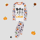 Halloween Matching Family Pajamas Boo Crew Skeletons White Pajamas Set