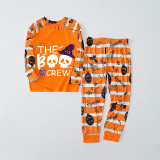 Halloween Matching Family Pajamas The Boo Crew Skulls Orange Stripes Pajamas Set