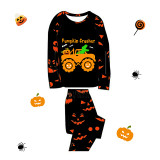 Halloween Matching Family Pajamas Pumpkin Crusher Pumpkin Ghost Faces Print Black Pajamas Set