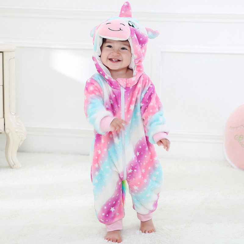 Baby Rainbow Unicorn Onesie Kigurumi Pajamas Animal Halloween Cosplay Costumes for Unisex Babys