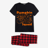 Halloween Matching Family Pajamas Pumpkin Squad Spider Web Squad Black Pajamas Set