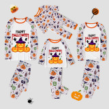 Halloween Matching Family Pajamas Happy Halloween Witch Hat Pumpkins White Pajamas Set