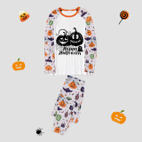 Halloween Matching Family Pajamas Ghost Face Pumpkins Happy Halloween White Pajamas Set