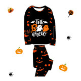 Halloween Matching Family Pajamas The Boo Crew Ghosts Bats Pumpkin Ghost Faces Print Black Pajamas Set