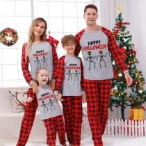 Halloween Matching Family Pajamas Happy Halloween Skeletons Couple Gray Pajamas Set
