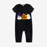 Halloween Matching Family Pajamas Pumpkin Witch Hat Ghost Black Pajamas Set