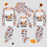 Halloween Matching Family Pajamas Witches Skull Pumpkin White Pajamas Set