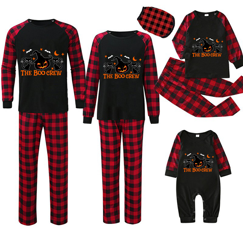 Halloween Matching Family Pajamas The Boo Crew Cats Witch Pumpkin Black Pajamas Set
