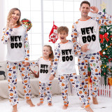 Halloween Matching Family Pajamas Hey Boo White Pajamas Set