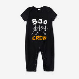 Halloween Matching Family Pajamas Boo Crew Skeletons Black Pajamas Set