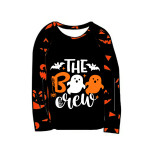 Halloween Matching Family Pajamas The Boo Crew Ghosts Bats Pumpkin Ghost Faces Print Black Pajamas Set