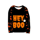 Halloween Matching Family Pajamas Hey Boo Pumpkin Ghost Faces Print Black Pajamas Set