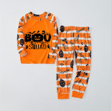 Halloween Matching Family Pajamas Pumpkin Bats Boo Squad Skulls Orange Stripes Pajamas Set