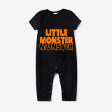 Halloween Matching Family Pajamas Dadcula Momster Little Monster Black Pajamas Set