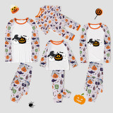 Halloween Matching Family Pajamas Pumpkin Witch Hat Ghost White Pajamas Set