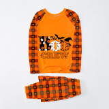 Halloween Matching Family Pajamas Boo Crew Witch Hat Orange Plaids Pajamas Set