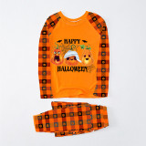 Halloween Matching Family Pajamas Mummy Pumpkins Happy Halloween Orange Plaids Pajamas Set