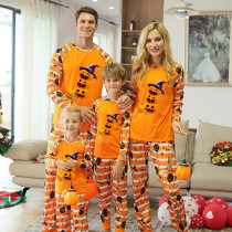 Halloween Matching Family Pajamas Witch Hat Pumpkin Orange Stripes Pajamas Set