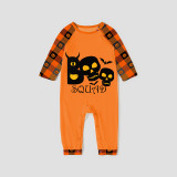Halloween Matching Family Pajamas Boo Squad Skulls Orange Plaids Pajamas Set