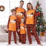 Halloween Matching Family Pajamas The Boo Crew Skulls Orange Plaids Pajamas Set