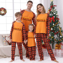 Halloween Matching Family Pajamas Pumpkin Squad Orange Plaids Pajamas Set