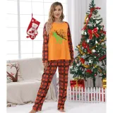 Halloween Matching Family Pajamas Dinosaur Spooky Saurus Orange Plaids Pajamas Set
