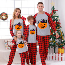 Halloween Matching Family Pajamas Witch Hat Pumpkin Gray Pajamas Set