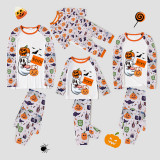 Halloween Matching Family Pajamas Pumpkin Ghost Boo White Pajamas Set