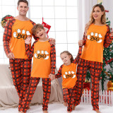 Halloween Matching Family Pajamas Ghosts Boo Orange Plaids Pajamas Set