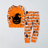 Halloween Matching Family Pajamas Witch Hat Pumpkin Orange Stripes Pajamas Set