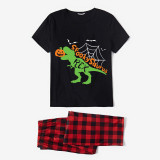 Halloween Matching Family Pajamas Dinosaur Spooky Saurus Black Pajamas Set