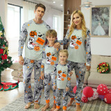 Halloween Matching Family Pajamas Pumpkin Ghost Boo White Pajamas Set