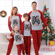 Halloween Matching Family Pajamas Skeleton Bats Gray Pajamas Set