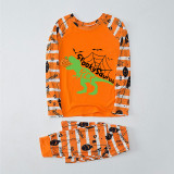 Halloween Matching Family Pajamas Dinosaur Spooky Saurus Orange Stripes Pajamas Set