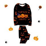Halloween Matching Family Pajamas Evil Pumpkin Squad Ghost Faces Print Black Pajamas Set