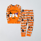 2022 Halloween Matching Family Pajamas Our First Boo Orange Stripes Pajamas Set