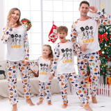 Halloween Matching Family Pajamas Boo Crew Skeletons White Pajamas Set