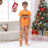 Halloween Matching Family Pajamas Spooky Mom Girl Boy Dad Orange Stripes Pajamas Set